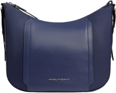 Сумка седло женская Piquadro Lyra BD6658W92T/BLU 10.9" темно-синяя нейлон/натур.кожа