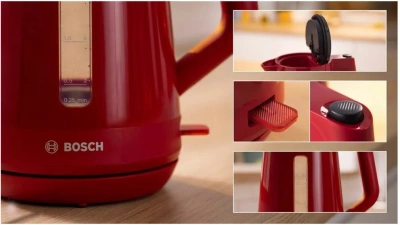 Чайник электрический Bosch TWK1M124 1.7л. 2400Вт красный корпус: пластик
