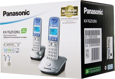 Р/Телефон Dect Panasonic KX-TG2512RUS серебристый (труб. в компл.:2шт) АОН