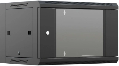 Шкаф коммутационный NTSS (NTSS-W9U6045GS-2BL) настенный 9U 570x450мм пер.дв.стекл 60кг черный 20.1кг 220град. IP20
