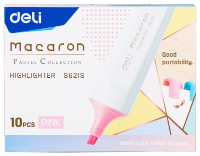 Текстовыделитель Deli ES621Spink Macaron скошенный пиш. наконечник 1-5мм розовый