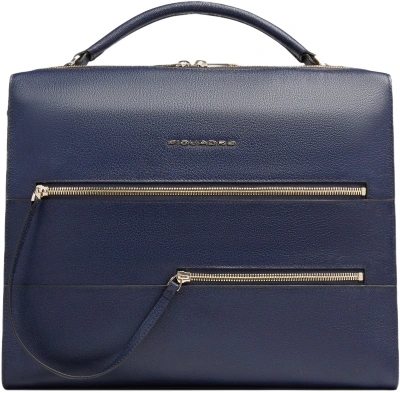 Деловая сумка женская Piquadro Patricia CA4098W140/BLU с отделением для ноутбука 14" синяя натур.кожа