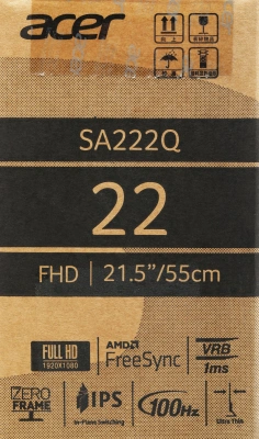 Монитор Acer 21.45" SA222QEbi черный IPS LED 1ms 16:9 HDMI матовая 250cd 178гр/178гр 1920x1080 100Hz FreeSync VGA FHD 2.48кг