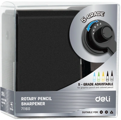 Точилка для карандашей механическая Deli 71160Black 1 отверстие пластик черный
