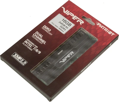 Память DDR3 2x8GB 1866MHz Patriot PV316G186C0K Viper 3 RTL Gaming PC3-14900 CL10 DIMM UDIMM 240-pin 1.5В dual rank с радиатором Ret
