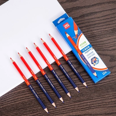 Карандаши цв. Deli 58899 двухцвет. 2.4мм шестигран. красный/синий 2цв. карт.уп. (12шт)