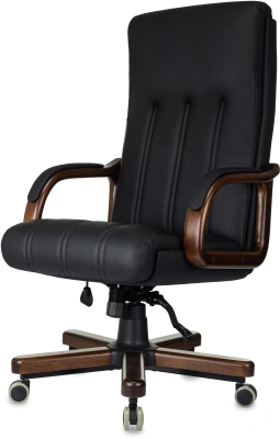 Кресло руководителя Бюрократ T-9932Walnut черный кожа крестов. металл/дерево