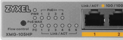 Коммутатор Zyxel XMG-105HP-EU0101F (L2) 5x2.5Гбит/с 1SFP+ 4PoE++ 70W неуправляемый