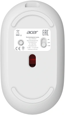 Мышь Acer OMR301 белый оптическая 1600dpi беспров. BT/Radio USB 4but (ZL.MCECC.01U)
