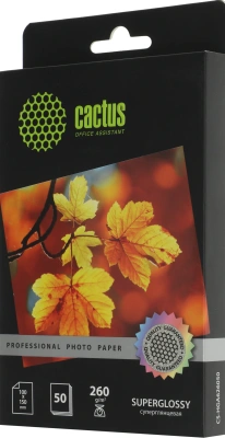 Фотобумага Cactus Prof CS-HGA626050 A6/260г/м2/50л./белый глянцевое для струйной печати