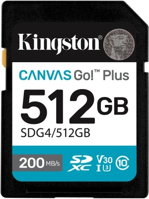 Флеш карта SDXC 512GB Kingston SDG4/512GB Canvas Go! Plus V30 w/o adapter