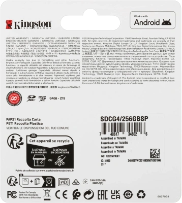 Флеш карта microSDXC 256GB Kingston SDCG4/256GBSP Canvas Go! Plus V10 A2 w/o adapter