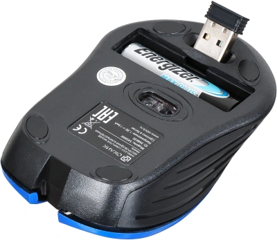 Мышь Оклик 545MW черный/синий оптическая 1600dpi беспров. USB для ноутбука 4but (368630)