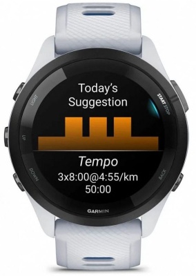 Смарт-часы Garmin Forerunner 265 33мм 1.3" AMOLED корп.черный/белый рем.белый (010-02810-11)