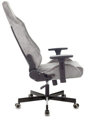 Кресло игровое Knight N1 Fabric серый Light-19 с подголов. крестов. металл
