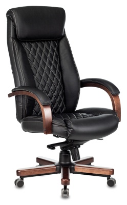 Кресло руководителя Бюрократ T-9924WALNUT черный кожа крестов. металл/дерево
