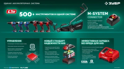 Воздуходувка-пылесос Зубр ВА-200-21 400Вт пит.:от аккум. зеленый/черный