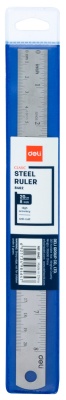 Линейка Deli E8462 сталь нержавеющая дл.20см серебристый двухсторонняя шкала ПВХ футляр (упак.:1шт)