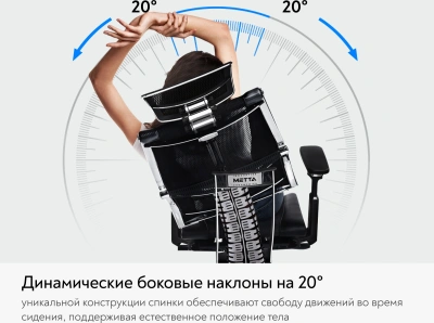 Кресло руководителя эргономичное Метта Yoga 4DF B2-12D - GoyaLE темно-серый сиденье темно-серый велюр с подголов. крестов.5-луч. металл хром