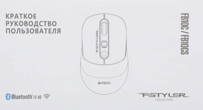 Мышь A4Tech Fstyler FB10CS черный оптическая 2000dpi silent беспров. BT/Radio USB 4but (FB10CS USB STONE BLACK)