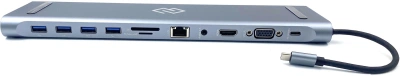 Стыковочная станция Digma DS-950 USB Type-C серый 1xHDMI 1xVGA 1xRJ-45 1xUSB Type-C 1xUSB 3.0 4xUSB