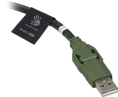 Наушники с микрофоном A4Tech Bloody J450 черный/зеленый 1.8м мониторные оголовье (J450)