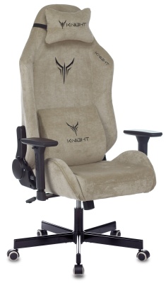 Кресло игровое Knight N1 Fabric бежевый Light-21 с подголов. крестов. металл
