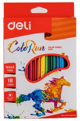 Карандаши цв. Deli EC00110 Colorwow трехгран. пластик 18цв. коробка/европод. (18шт)