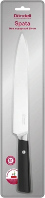 Нож кухонный Rondell Spata RD-1136 стальной разделочный лезв.200мм прямая заточка черный блистер