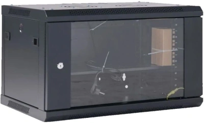 Шкаф коммутационный Rexant (04-0664-112) настенный 6U 450x600мм пер.дв.стекл черный 230град. металл
