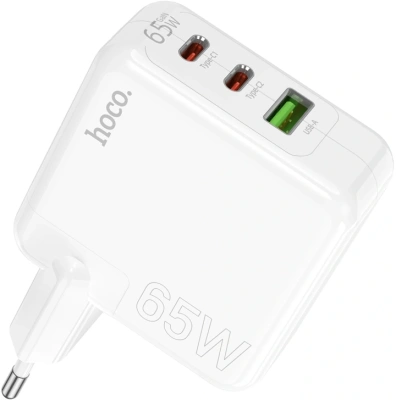 Сетевое зар./устр. Hoco C115A Header PD65W three-port(2C1A) charger(EU) 65W 3.25A+3A+2A+1.5A (PD+QC) универсальное белый (98312)