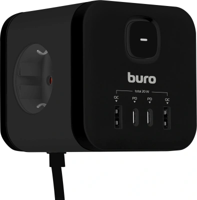 Сетевой удлинитель Buro BU-PC3.1UС-Plus-B 1.5м (3 розетки) черный (коробка)