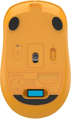 Мышь A4Tech Fstyler FG15C Air2 желтый оптическая 1200dpi беспров. USB для ноутбука 3but