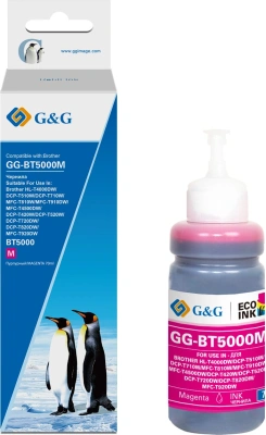 Чернила G&G GG-BT5000M пурпурный70мл для Brother HL-T4000DW, DCP-T510W, DCP-T710W, MFC-T810W, MFC-T910DW, MFC-T4500DW, DCP-T420W, DCP-T520W, DCP-T720DW, DCP-T820DW, MFC-T920DW