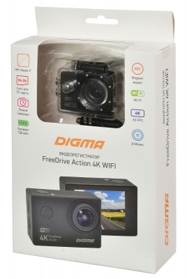 Видеорегистратор Digma FreeDrive Action 4K WiFi черный 8Mpix 2160x3840 2160p 150гр. Allwinner V3