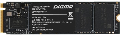 Накопитель SSD Digma PCIe 3.0 x4 2TB DGSM3002TM23T Mega M2 M.2 2280