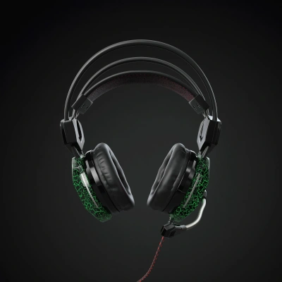 Наушники с микрофоном Оклик HS-L500G TOXIC черный 2.2м мониторные оголовье (472656)