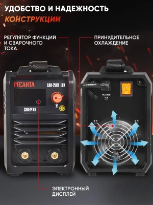 Сварочный аппарат Ресанта САИ-250Т LUX инвертор ММА DC 9.5кВт