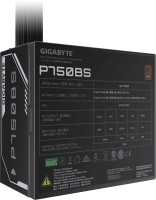 Блок питания Gigabyte ATX 750W GP-P750BS 80+ bronze (20+4pin) APFC 120mm fan 7xSATA RTL