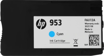 Картридж струйный HP 953 F6U12AE голубой (700стр.) для HP OJP 8710/8715/8720/8730/8210/8725