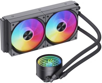 Система водяного охлаждения Bloody LC-10 ARGB Soc-AM5/AM4/1200/1700/1851 черный 4-pin 20-35dB Al+Cu 260W Ret (LC-10-ARGB240-BK)