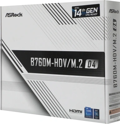 Материнская плата Asrock B760M-HDV/M.2 D4 Soc-1700 Intel B760 2xDDR4 mATX AC`97 8ch(7.1) GbLAN RAID+VGA+HDMI+DP