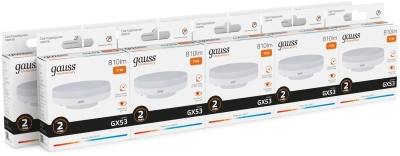 Лампа светодиодная Gauss 11Вт цок.:GX53 таблетка 220B св.свеч.бел.теп. Tablet (упак.:10шт) (83811)