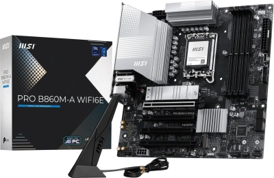 Материнская плата MSI PRO B860M-A WIFI6E Soc-1851 Intel B860 mATX AC`97 8ch(7.1) 5Gigabit RAID+HDMI+DP