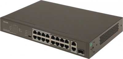 Коммутатор Tenda TEF1118P-16-150W (L2) 16x100Мбит/с 2x1Гбит/с 1SFP 16PoE 130W неуправляемый