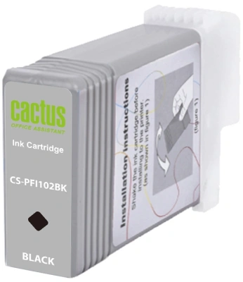 Картридж струйный Cactus CS-PFI102BK PFI-102 BK черный (130мл) для Canon iPF500/iPF600/iPF700/ MFP M40/iPF765/LP17/LP24 с чипом