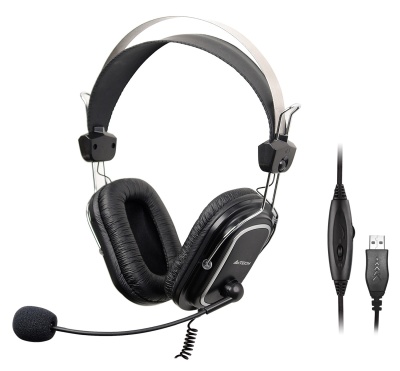 Наушники с микрофоном A4Tech HU-50 черный 2м накладные USB оголовье
