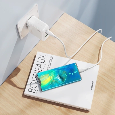 Сетевое зар./устр. Hoco C115A Header PD65W three-port(2C1A) charger(EU) 65W 3.25A+3A+2A+1.5A (PD+QC) универсальное белый (98312)