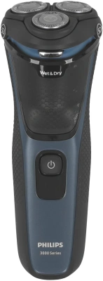 Бритва роторная Philips Series 3000 S3144/00 реж.эл.:3 питан.:аккум. черный/синий