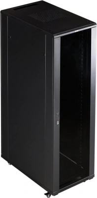 Шкаф серверный Lanmaster (TWT-CBB-47U-6X6-G1) напольный 47U 600x600мм пер.дв.стекл металл 2 бок.пан. 800кг черный 526мм 95кг 2277мм IP20 металл